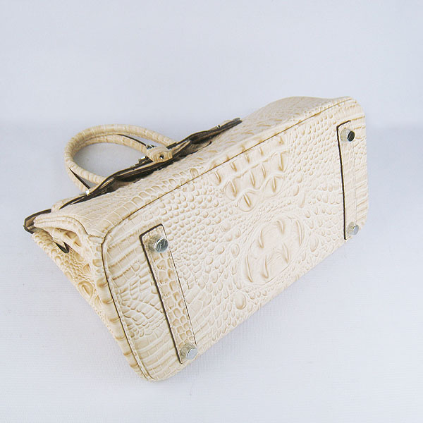 Replica Hermes Birkin 30CM Crocodile Head Veins Bag Cream 6088 On Sale